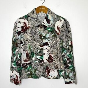 St. John Collection Floral Tropical Print Jacket Size 6